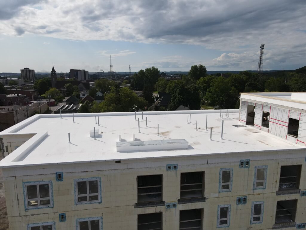 New-build residential PVC roof in Sault Ste. Marie, Ontario